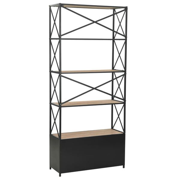 vidaXL Bookcase Solid Firwood and Steel 80x32.5x180 cm