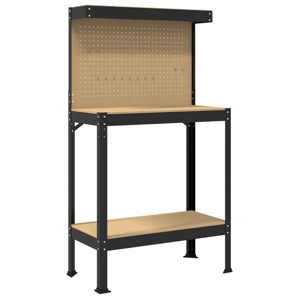 vidaXL Work Benches with Shelf Black 81 x 41 x 145 cm Engineered Wood