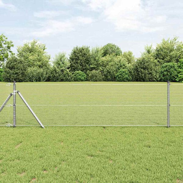 vidaXL Fence Post Silver 25 x 0.4 m (19 x 19 mm mesh) Steel
