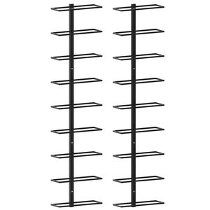 vidaXL Wall-mounted Wine Racks for 18 Bottles 2 pcs Black Iron
