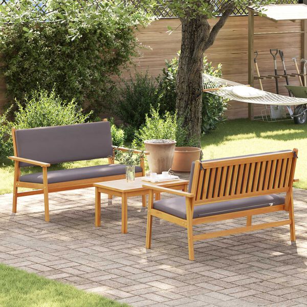 vidaXL Garden Sofa Set with Cushion 3 pcs Brown Solid Acacia wood