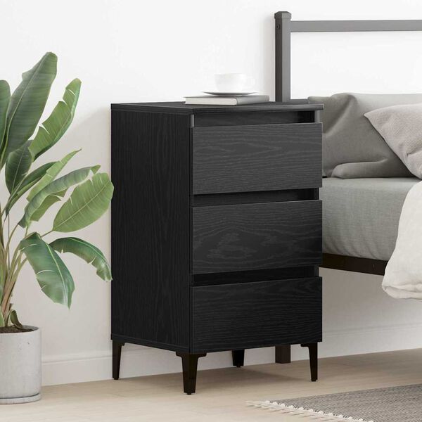 vidaXL Bedside Cabinet Black Oak 40 x 35 x 69 cm Engineered Wood
