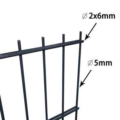 vidaXL 2D Garden Fence Panel & Posts 2008x830 mm 2 m Grey
