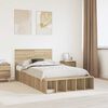 vidaXL Bed Frame with Shelf Sonoma Oak 135 x 190 cm Engineered Wood