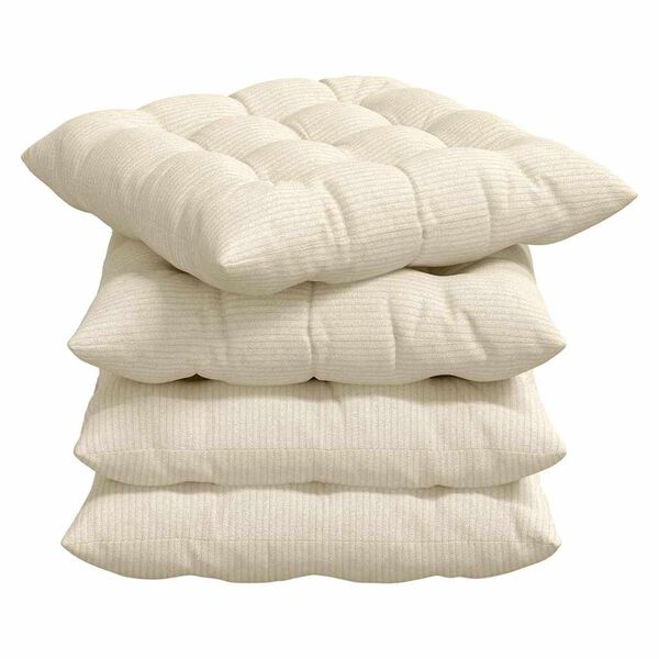 vidaXL Seat Cushions 4 pcs Cream 40 x 40 x 6 cm Corduroy Fabric