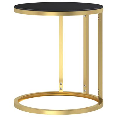 vidaXL Side Table Gold and Black 45 cm Tempered Glass