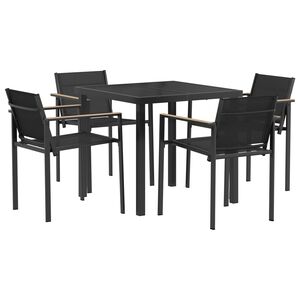 vidaXL Outdoor Furniture Set 5 pcs Black and Anthracite Textilene