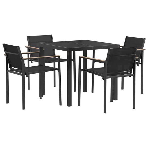vidaXL Outdoor Furniture Set 5 pcs Black and Anthracite Textilene