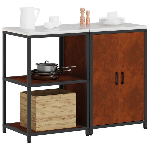 vidaXL Kitchen Storage Set with Shelf 2 pcs Rusty Weathering Steel