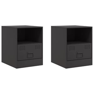 vidaXL Bedside Cabinets 2pcs Black 34,5x39x44 cm Steel