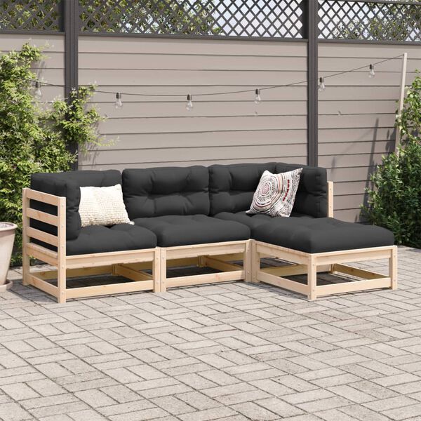 vidaXL 4 Piece Garden Sofa Set Solid Wood Pine