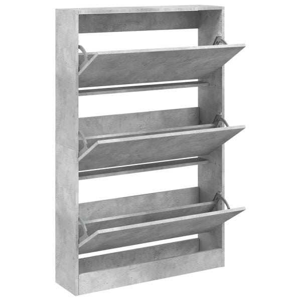 vidaXL Shoe Cabinet Concrete Grey 80x21x125.5 cm Engineered Wood