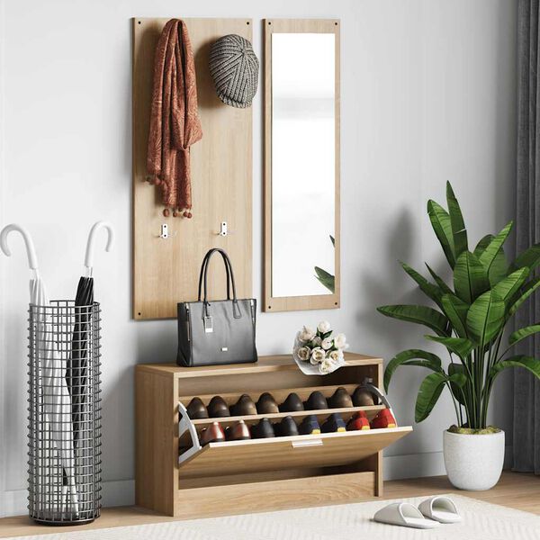 vidaXL 3-in-1 Shoe Cabinet Set Sonoma Oak Engineered Wood