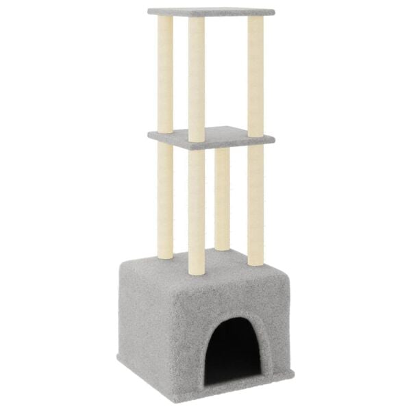 vidaXL Cat Tree with Sisal Scratching Posts Light Grey 133.5 cm