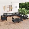 vidaXL 13 Piece Garden Lounge Set Solid Wood Pine Black