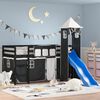 vidaXL Kids' Loft Bed with Tower without Mattress White&Black 90x200cm