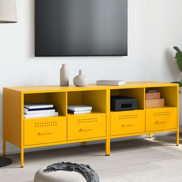 vidaXL TV Cabinets 2 pcs Mustard Yellow 68x39x50.5 cm Steel