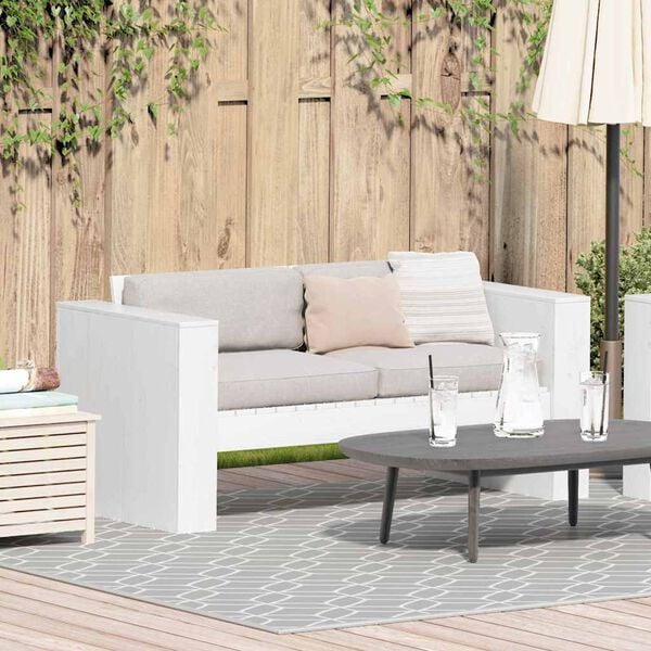 vidaXL Garden Sofa White 134 x 60 x 62 cm Solid Pine Wood