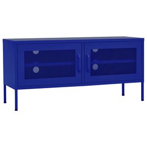 vidaXL Navy Blue Steel TV Cabinet | Medium | Rectangular | Industrial | Levelers