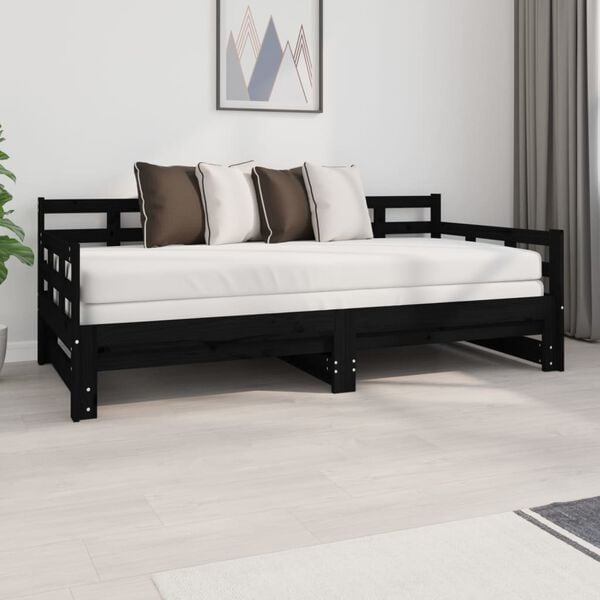 vidaXL Pull-out Day Bed without Mattress Black 2x(90x190) cm