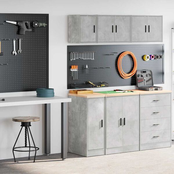 vidaXL Garage Cabinets 2 pcs Concrete Grey Engineered Wood