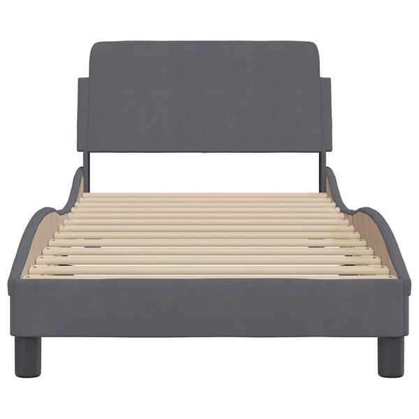 vidaXL Bed Frame "Dover" Dark Grey 90x190 cm Single Velvet
