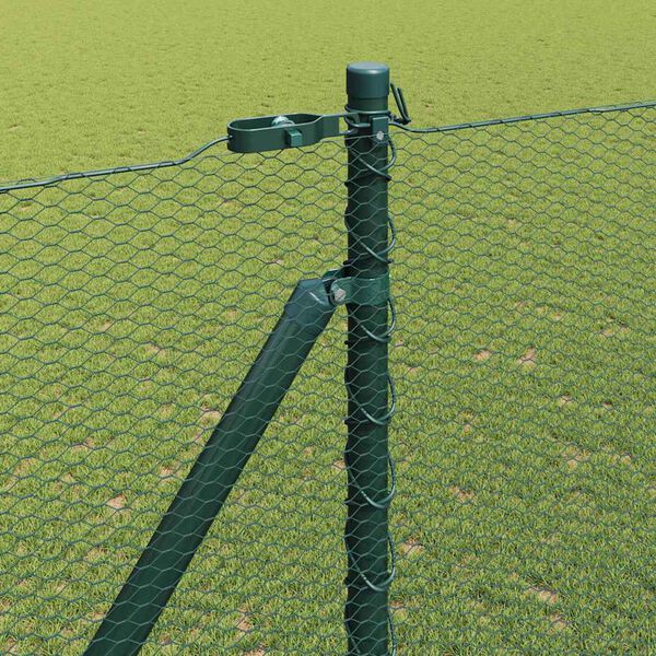 vidaXL Fence Post Green 50 x 1.6 m (13 mm mesh) Steel and PVC