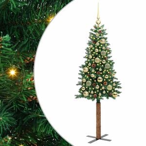 vidaXL Slim Christmas Tree Green 150 cm PVC and Solid Pine wood