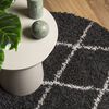 vidaXL Shaggy Rug PAMPLONA High Pile Modern Black and Cream &Oslash; 120 cm