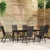 vidaXL 7 Piece Garden Dining Set Black