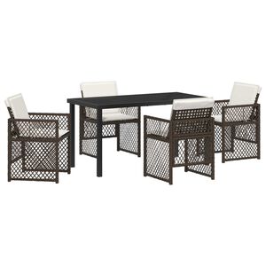 vidaXL Garden Dining Set 5 pcs Brown Poly Rattan