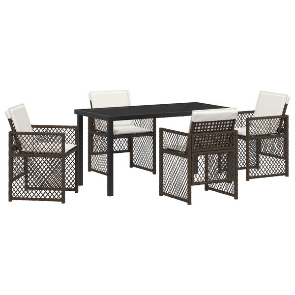 vidaXL Garden Dining Set 5 pcs Brown Poly Rattan