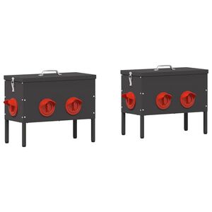 vidaXL Chicken Feeder 2 pcs Black 41.5 x 20.5 x 33 cm