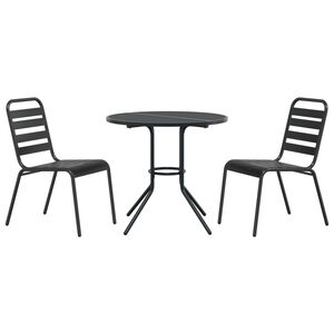 vidaXL Stackable Garden Chair Set 3 pcs Anthracite Powder-coated Steel