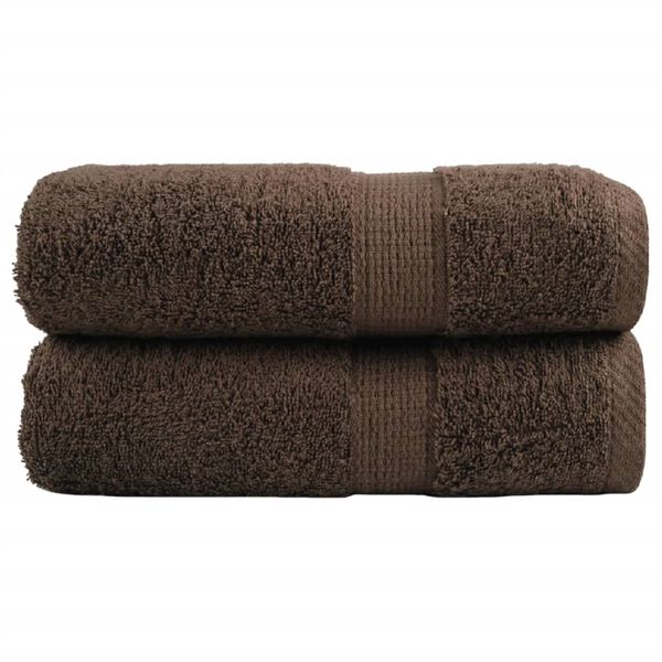 vidaXL Premium Guest Towels "SOLUND" 2 pcs Brown 30x50 cm 600 gsm