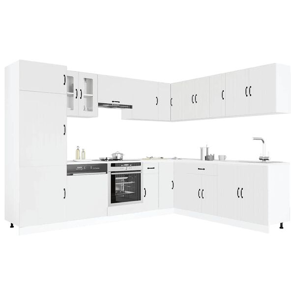vidaXL 14 Piece Kitchen Cabinet Set Lucca White Engineered Wood