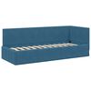 vidaXL Corner Bed Frame with Headboard Blue 80 cm x 200 cm Velvet