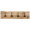 vidaXL Wall-mounted Coat Rack with 4 Hooks Solid Wood Mango