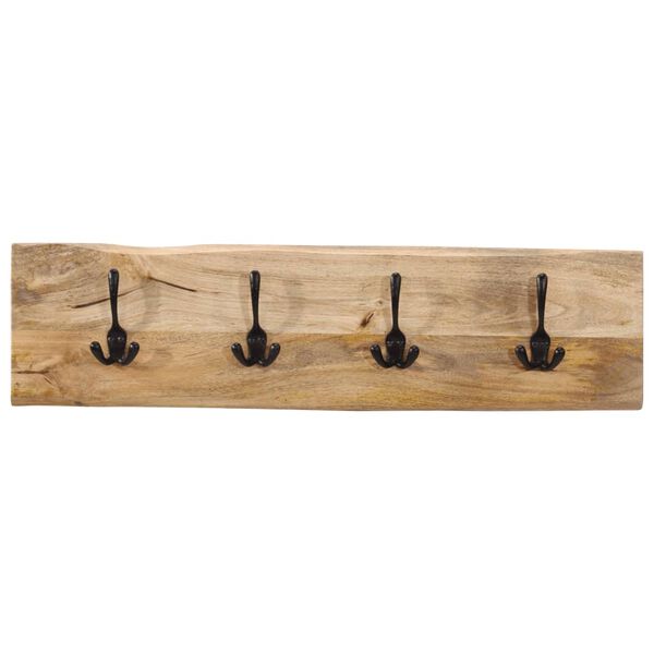 vidaXL Wall-mounted Coat Rack with 4 Hooks Solid Wood Mango