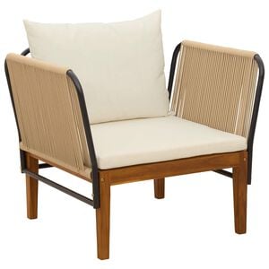 vidaXL Garden Chair with Cushions Solid Acacia Wood & Rope Natural
