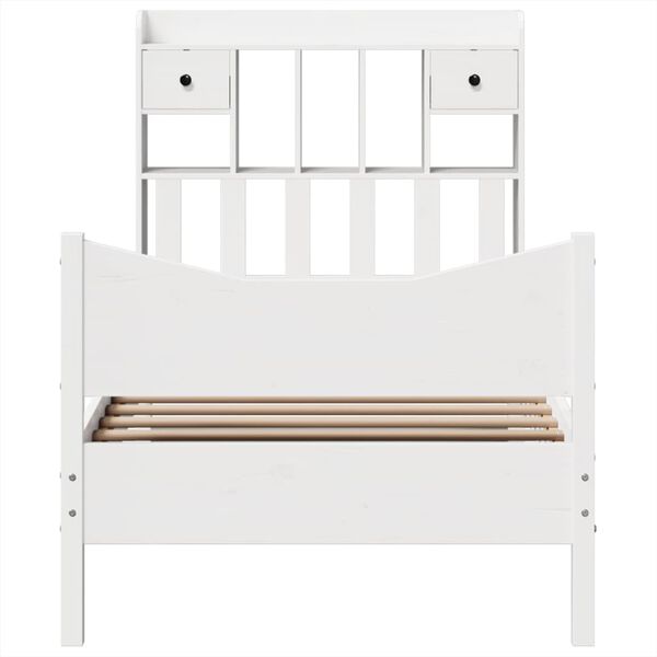 vidaXL Bed Frame without Mattress White 75x190 cm Small Single Solid Wood Pine