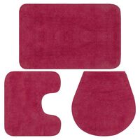 vidaXL Bathroom Mat Set 3 Pieces Fabric Fuchsia