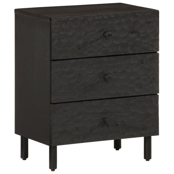 vidaXL Bedside Cabinet Black 50x33x60 cm Solid Wood Mango