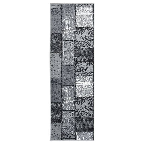 vidaXL Runner Rug BCF Grey with Block Pattern 60x300 cm