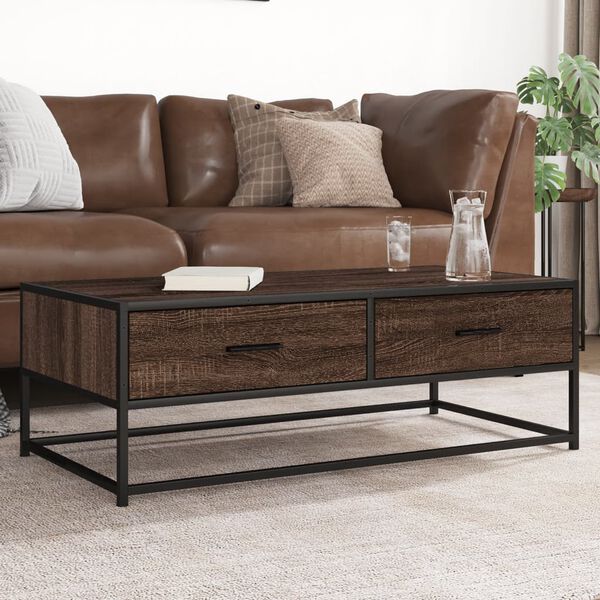 vidaXL Coffee Table Brown Oak 100x50x35 cm Engineered Wood and Metal