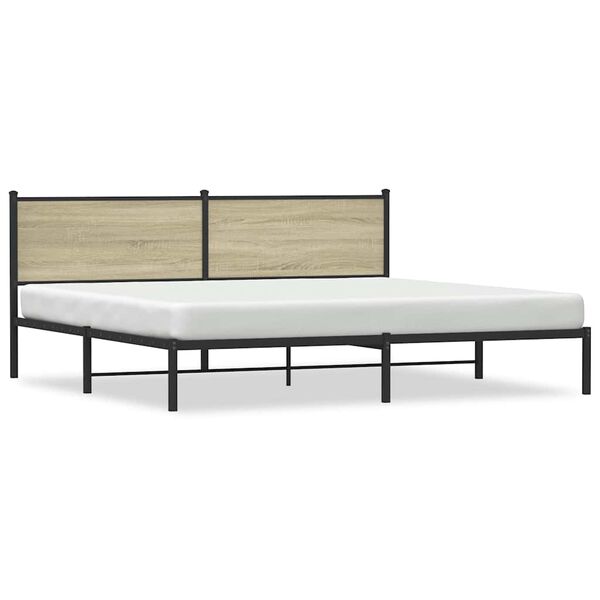 vidaXL Metal Bed Frame without Mattress Sonoma Oak 193x203 cm