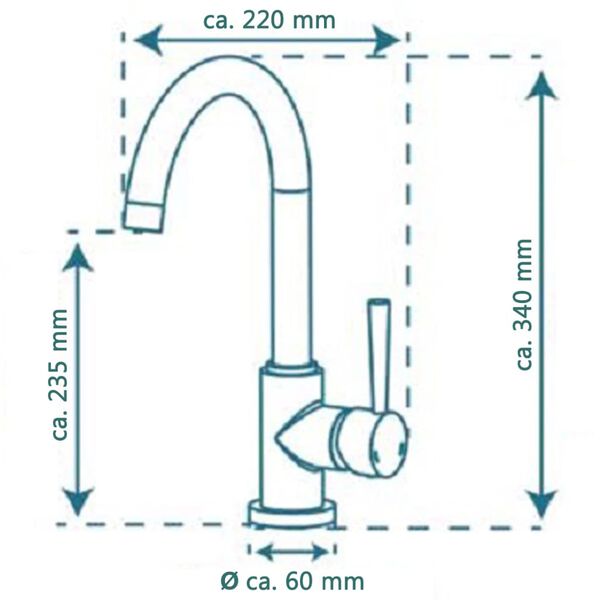 SCH&Uuml;TTE Sink Mixer with Round Spout CORNWALL Low Pressure Chrome