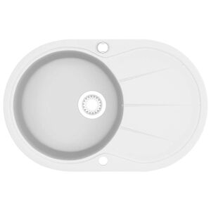 vidaXL Granite Kitchen Sink Single Basin Oval White