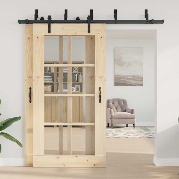 vidaXL Sliding Door Hardware Kit 213,5 cm Steel Black