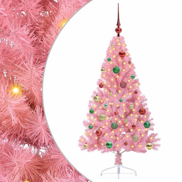 vidaXL Artificial Pre-lit Christmas Tree with 150 LEDs Pink 150 cm PVC